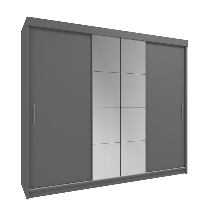 Sleek Sliding Door Mirrored Wardrobe | Peso | Wood Closet | Gray, Black, Venge, White
