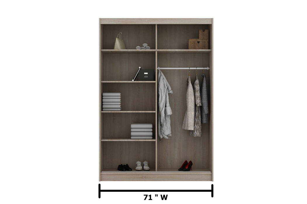 Sleek Sliding Door Mirrored Wardrobe | Peso | Wood Closet | Gray, Black, Venge, White