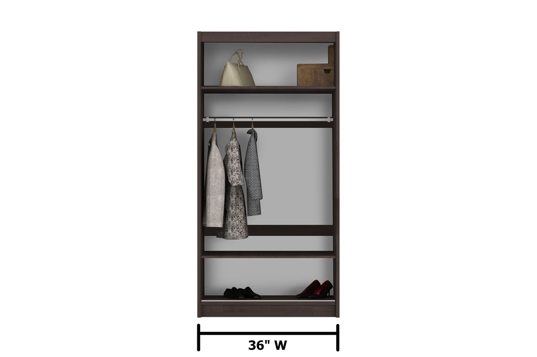 Simple Closet 36" Sliding Door Armoire with Shoe Shelf in Gray, Black, Wenge, White Colors