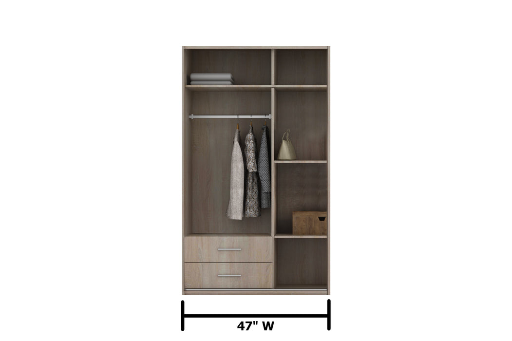 Orlando 3-Door, 2,3 or 4 Drawer Wardrobe with Mirror Armoire in Gray, Black, Wenge, White Colors