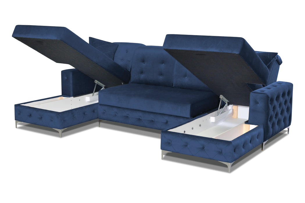 Verso 114" Wide Tufted U-Shape Sectional With Bed Comfort and Functionality Combined