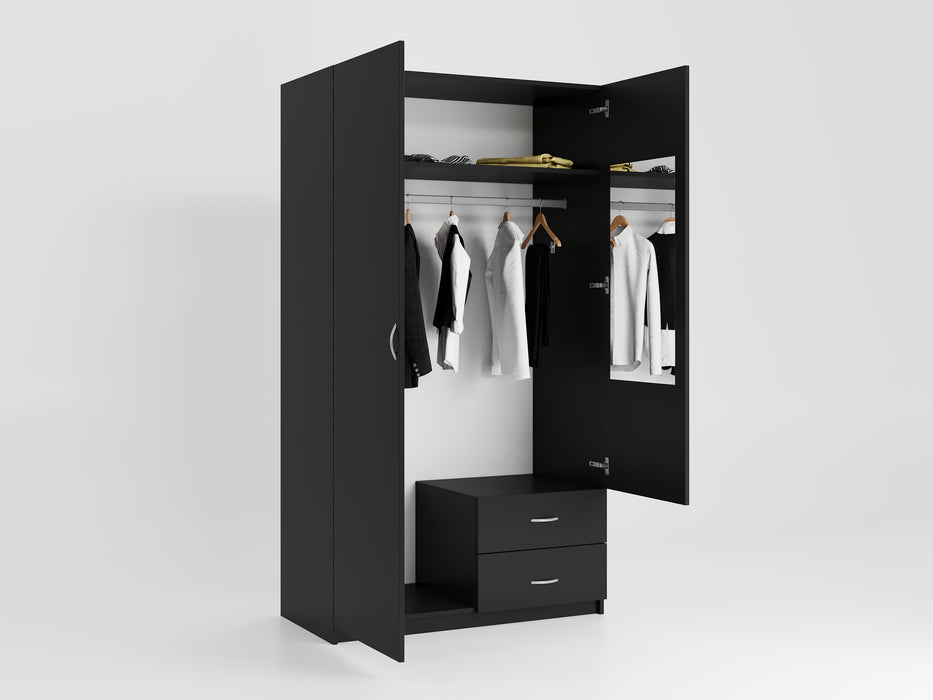 Enzo 2-Door Armoire | Mirror Inside | 36" W | 2 Drawers| Multiple Colors