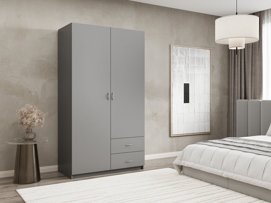 Enzo 2-Door Armoire | Mirror Inside | 36" W | 2 Drawers| Multiple Colors