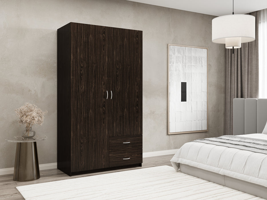 Enzo 2-Door Armoire | Mirror Inside | 36" W | 2 Drawers| Multiple Colors