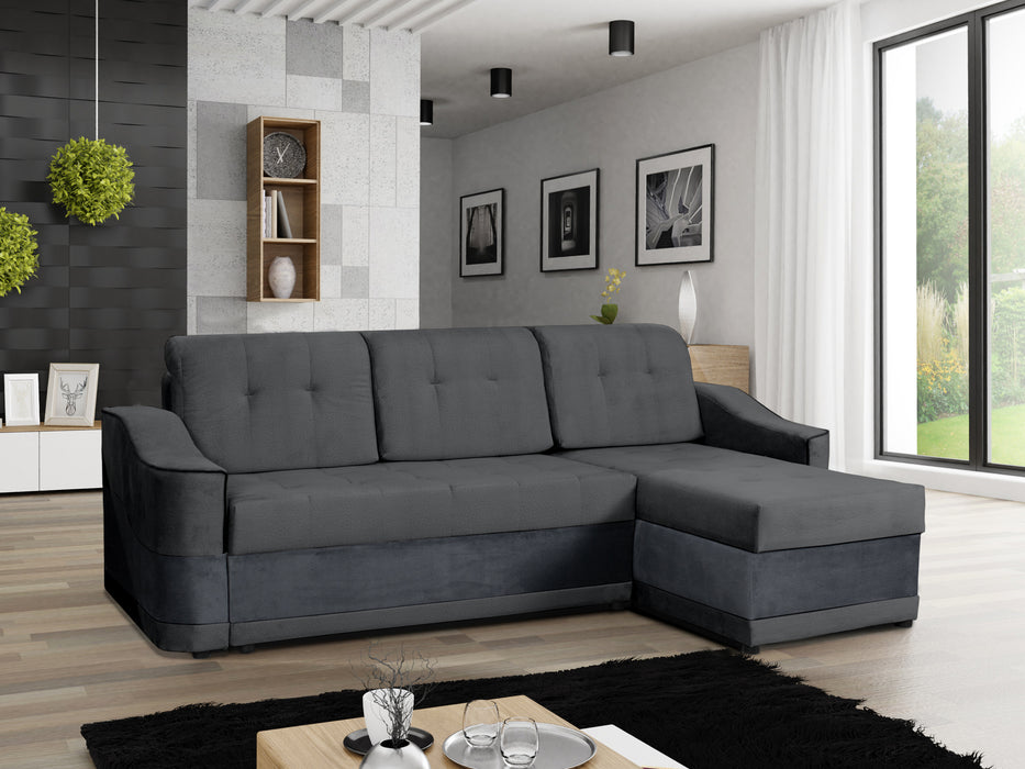 Nemo Universal Sectional Sofa with Hidden Storage and Convertible Sleeper; Brown, Gray, Blue