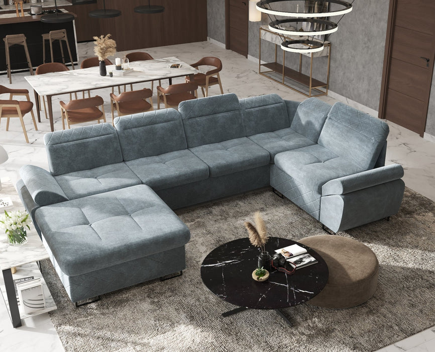 "The Selly" | 136" Wide | Corner Sectional Sofa | Adjustable Backrest, Sofa Bed | Storage