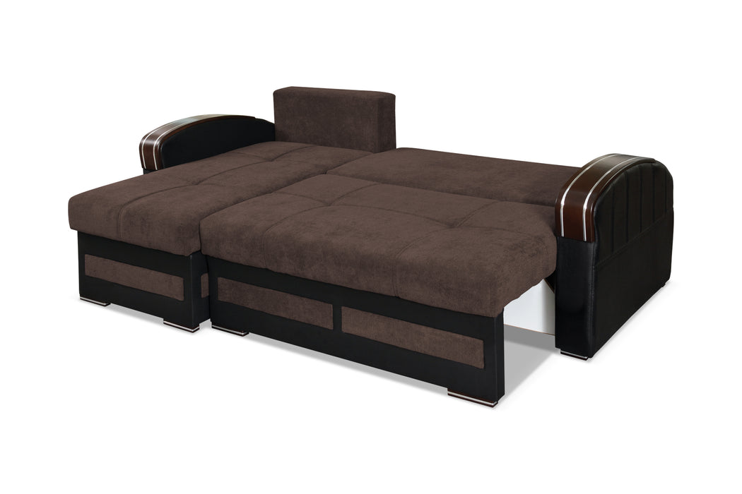 Tommy 94" Wide Reversible Sleeper Sectional With Storage And Sofa Bed