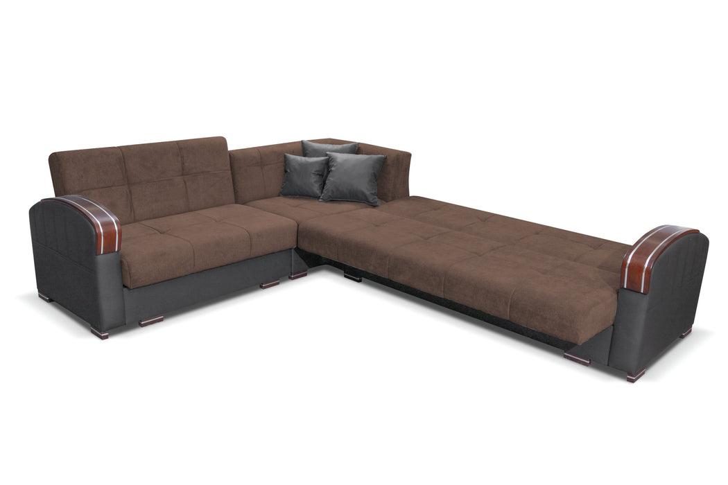Samantha Corner Sectional Click-Clack Sofa Bed with 2 Storages —  RelyksLiving