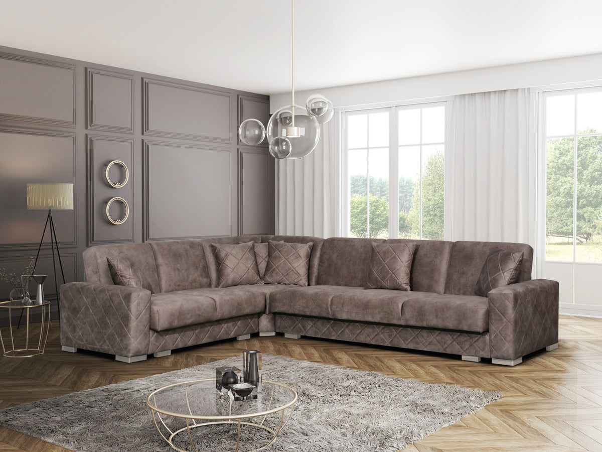 Samantha Corner Sectional Click-Clack Sofa Bed with 2 Storages —  RelyksLiving